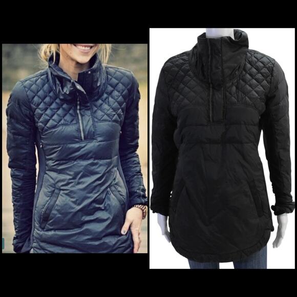 Lululemon What The Fluff Pullover Black Goose Down Jacket Size 10 - Picture 1 of 16